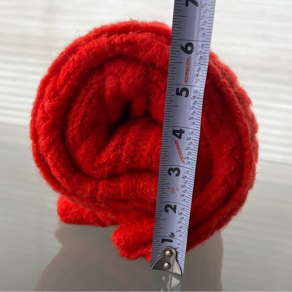 🧶Oversized Thick Soft Coral-Red Cable Knit Wool Blend Scarf | J. Crew 15” x 78” - Picture 7 of 17